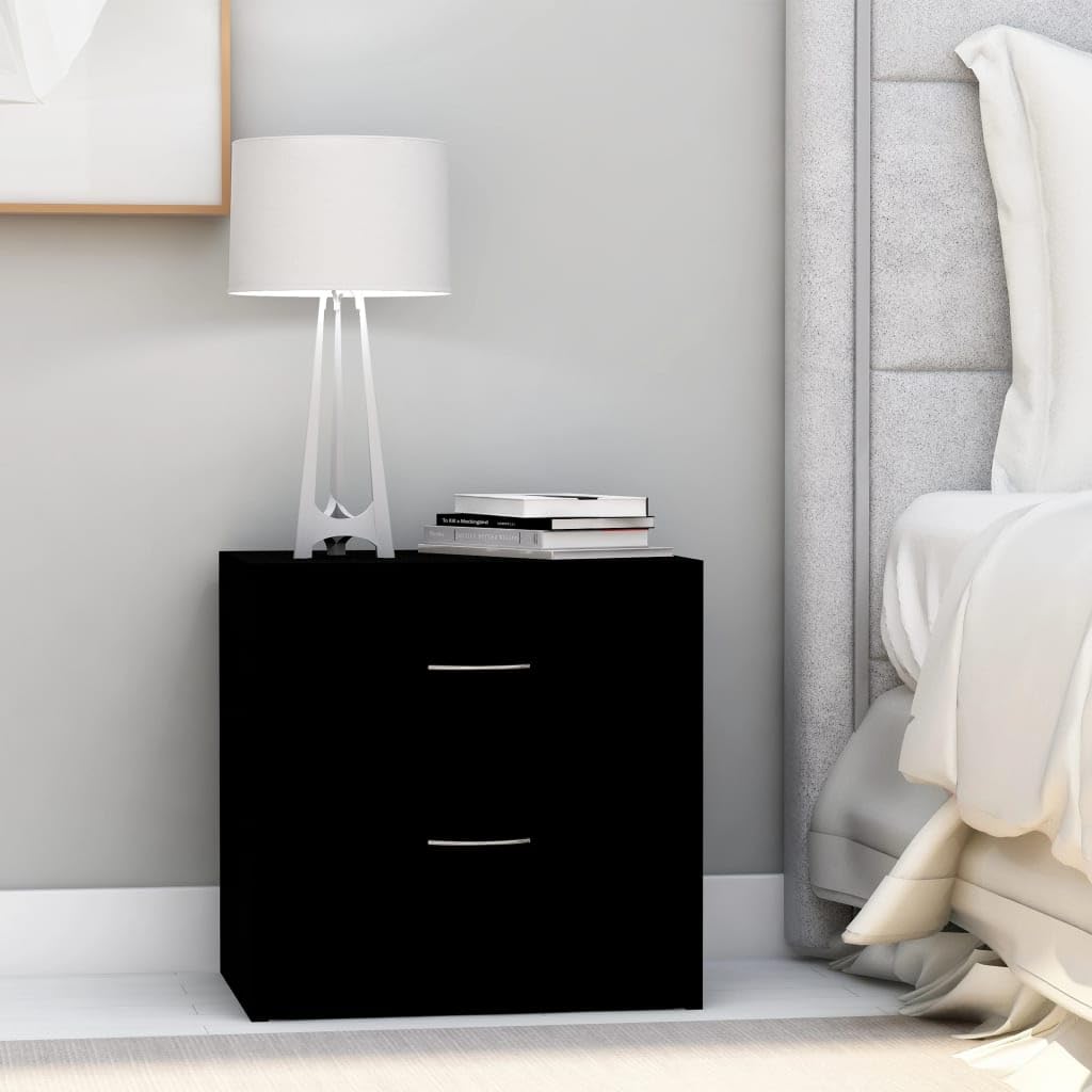 SXZenSpace Slim Bedside Cabinet Black 40x30x40 cm Small Nightstand with 2 Drawers Engineered Wood Narrow Bed Side Table for Bedroom Living Room Corridor