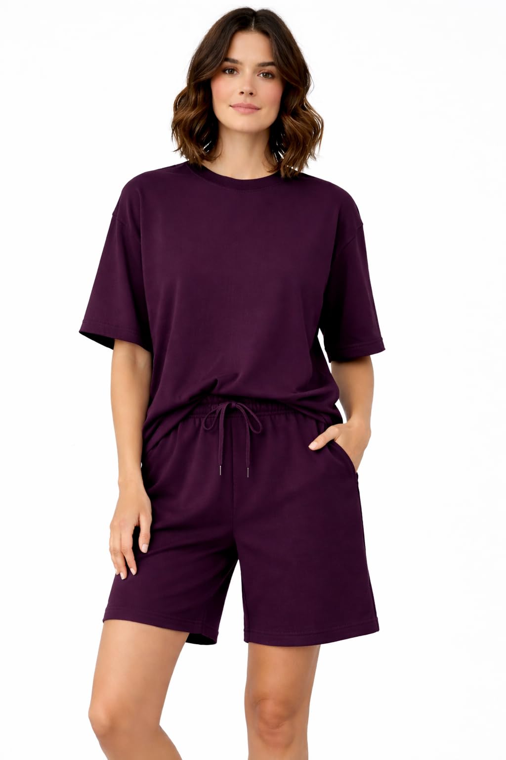 zilcon Women’s Solid Color T-Shirt & Drawstring Shorts Co-Ord Set | Casual Lounge Wear Summer Outfit-picture-12