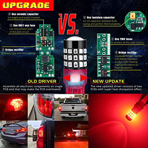 Alla Lighting ALLA-2835-3157-39R-RED Newly Upgraded 3156 3157 Red Led Bulbs, Brake Stop Tail, Turn Signal Lights For Cars thumb #1