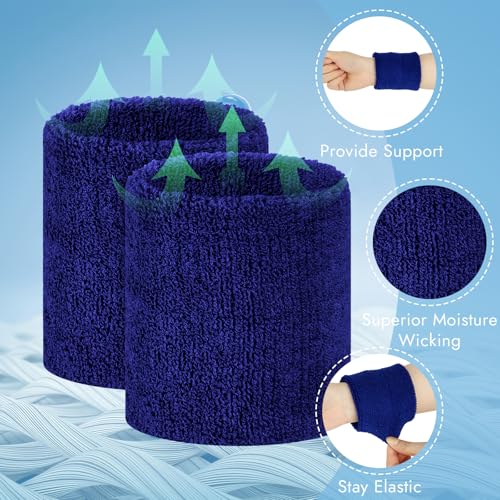 Image of 8 Pack Wrist Sweat Bands for Men Women, Absorbent Sports Wristband