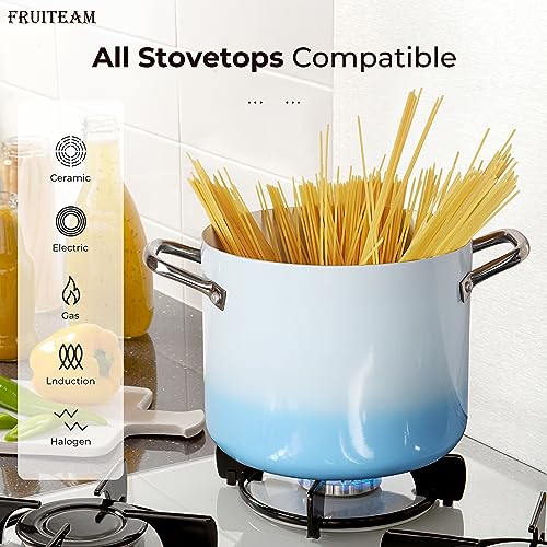 Fruiteam Nonstick Stock Pot 7 Qt Soup Pasta Pot With Lid, 7-Quart Multi Stockpot Oven Safe Cooking Pot For Stew, Sauce & Reheat Food, Induction/Oven/Gas/Stovetops Compatible For Family Meals, Blue #TOP2