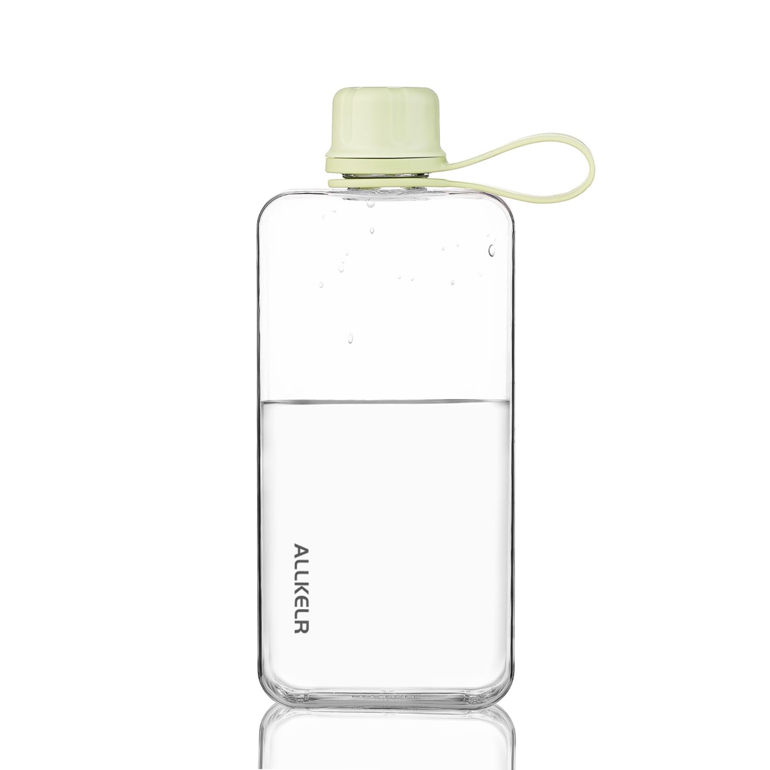 ALLKELR Portable Flat Water Bottle, 13.5 oz, Green