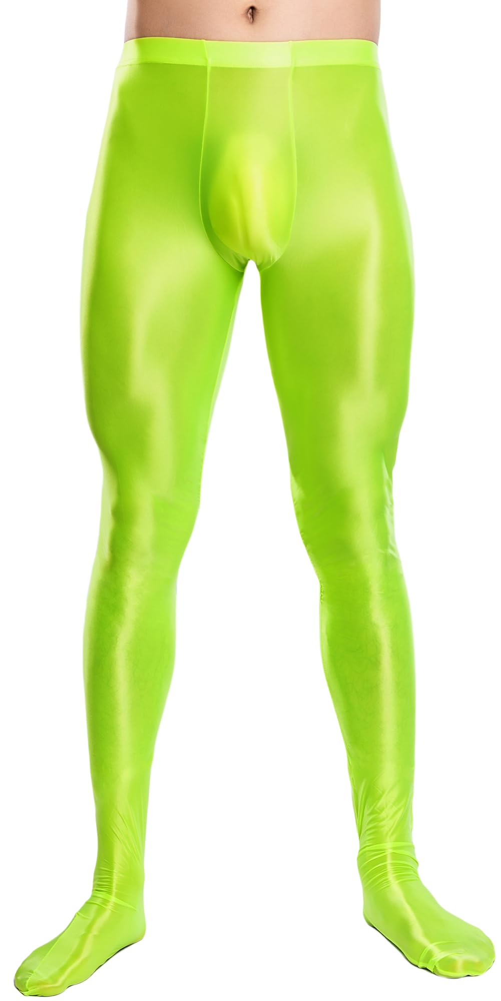AIEOE Hommes Leggings Huileux Brillant Collant Élastique Corsaire Pantalon Taille Haute Pantalon de Sport Nylon Glossy Jumpsuit Panty de Compression M-XXL