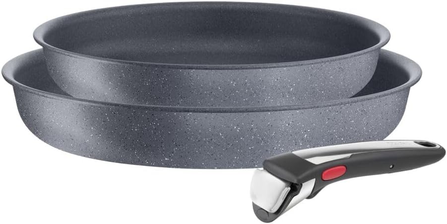 Tefal Ingenio Natural On - Juego de 2 Sartenes 24/28 cm + Mango extraíble, Apto inducción, antiadherentes,...