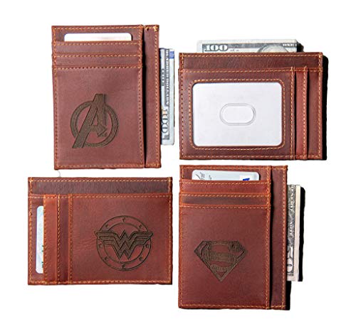 Hero Inspired Slim Leather Wallet Personalized With ID Window The Ocala by Left Coast Original