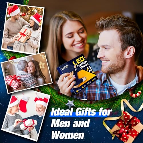 Image of PARIGO LED Flashlight Gloves Gifts for Men Women Christmas Stocking Stuffers for Men Husband Boyfriend Fathers Dad Who Have Everything, Waterproof Lighted Glove Fishing Gift for Birthday Cool Gadgets