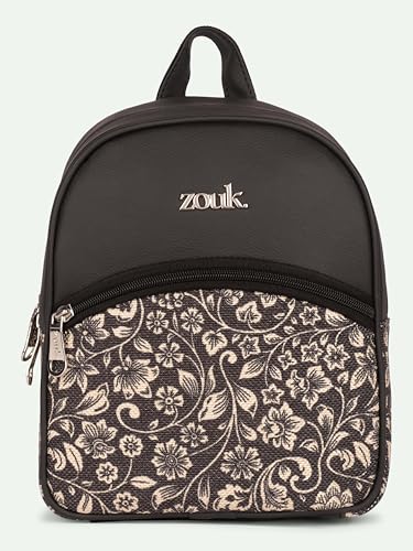 Image of ZOUK Dalila Mini Daypack | Stylish Small Backpack for Women | Compact | Bag for Girls | Daily College Use | Travel Day Pack | Vegan Leather | Handcrafted | Water-Resistant