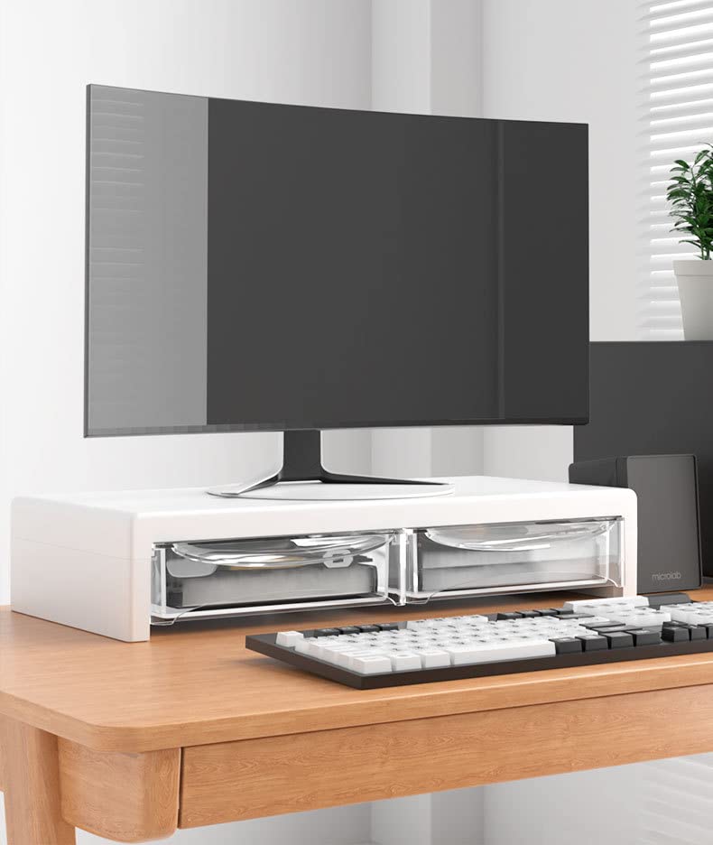 Monitor raiser bracket，Monitor Stand, 33 lb. Capacity, Desktop Organizer, White