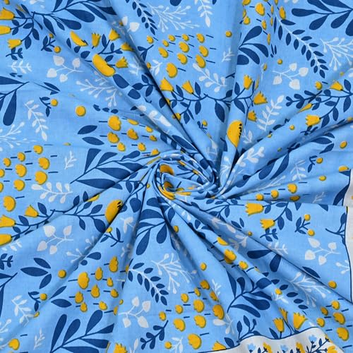 Image of 100% Cotton Single Bedsheet with 1 Pillow Cover | 240 TC Pure Cotton Flat Bed Sheet | Traditional Jaipuri Printed Bedding Set | Soft & Breathable | 60 x 90 Inch (Rangmahal Single 21)