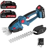 ヘッジトリマー 充電式 芝生バリカン 生垣バリカン 2刃付・1台2役 両刃駆動 「トリマー刈込幅200mm・芝生バリカ刈込幅120mm」 芝刈り機 コードレス バリカン 草刈り 生垣刈り込み 枝切り 垣根 刈り込み機 庭木剪定 生け垣整え マキタ18Vバッテリー互換 (バッテリー2個と充電器)