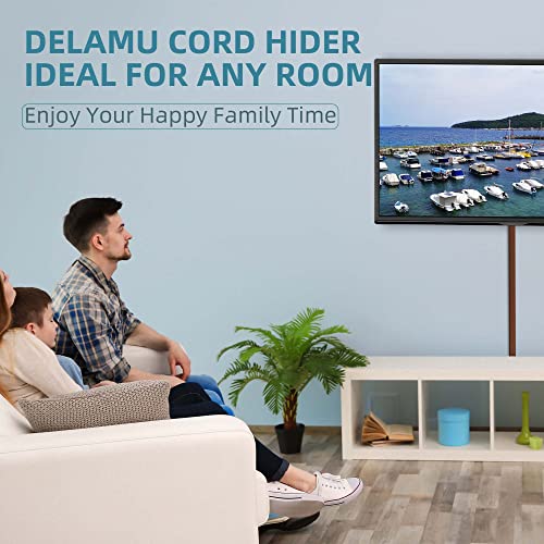 Wire Hider, 157in Delamu Cord Hider Wall, Paintable Wire Covers for Cords, TV Cable Hider Wall Kit, Cable Covers Raceway, Cable Management Hide TV Cords for Wall Mount TV, 10XL15.7 W0.95 H0.55in Brown