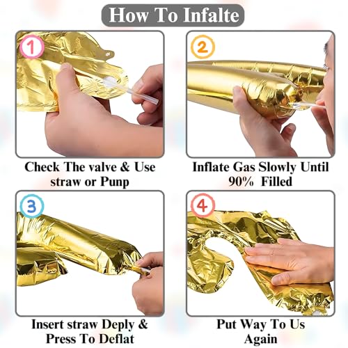 Image of Pack of 5 Heart Balloons for Happy Birthday Decoration Gold Kit Baby Boys Girls Kids Men Women Car Boot Living Room Heart Shaped Foil Balloon Set Items Golden