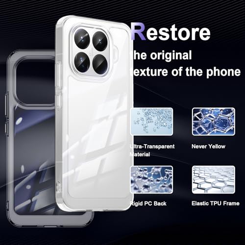 Image of Case for Xiaomi 15T Pro 5G, Military Grade Drop Protection Phone Case, Yellowing Resistant, Anti-Scratch Hard PC Back, Shockproof Hard Ultra-Thin Protective Cover, Clear