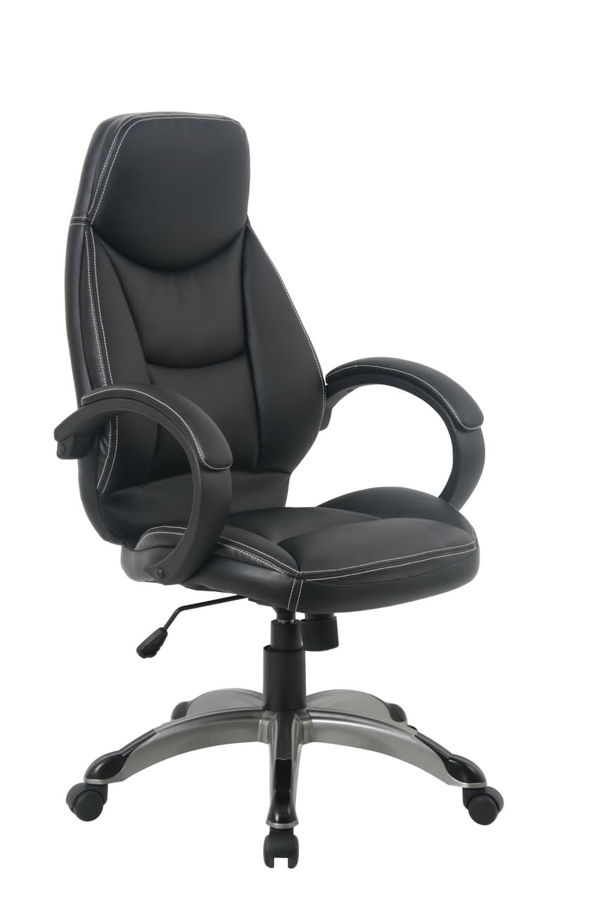 Sigma Chefsessel EC-11 mit Armlehnen, Kunststoffgestell mit Rollen, 112 x 72 x 69.5 cm, Bürostuhl, schwarz