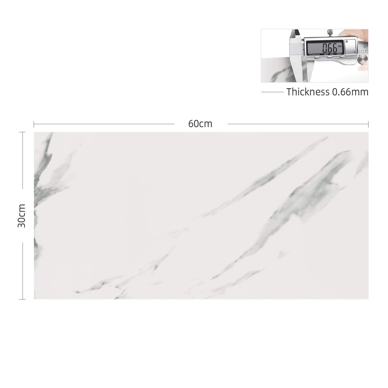 FunStick Samoprzylepna podłoga PCV Marble Look White 30×60CM 5 sztuk Płytki samoprzylepne Łazienka Płytki podłogowe Naklejki Kuchnia Winylowe płytki podłogowe Samoprzylepne marmurowe podłogi