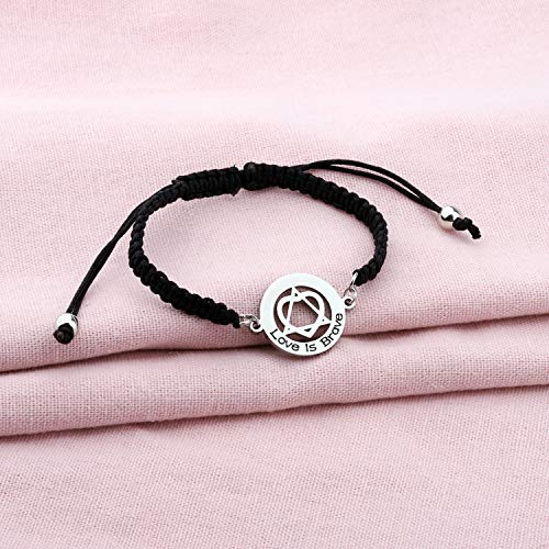 BEKECH Adoption Bracelet Love is Brave Intertwined Heart and Triangle Adoption Symbol Charm Braided Bracelet for Stepmom4