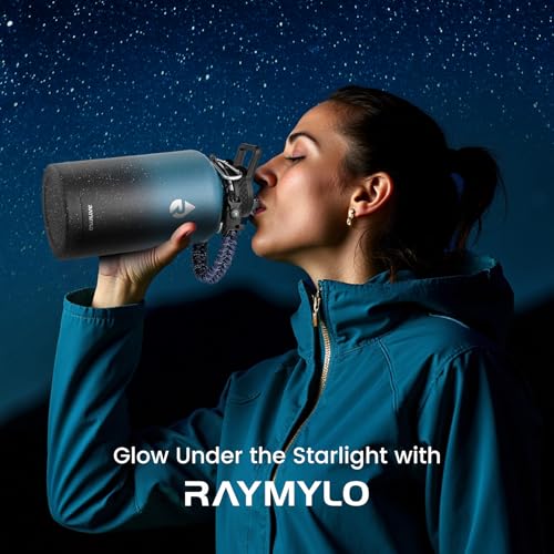 Image of RAYMYLO Insulated Water Bottle 64 oz, Triple Wall Vacuum Stainless Steel (Cold for 48 Hrs), Leak Proof & Non-BPA, Half Gallon Water Flask Jug with Paracord Handle & Straw Spout Lids