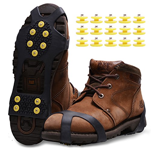 Racos de Hielo Tracción Antideslizante Más de Zapatos/para 15 Tacos Nieve Hielo Grips Crampones Tacos Picos(Negro, L)