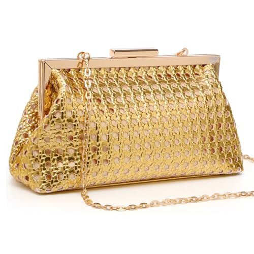 Image of DETARA Woven Evening Bag Clutch Purses for Women Fashion PU Leather Crossbody Purse for Wedding Party and Prom