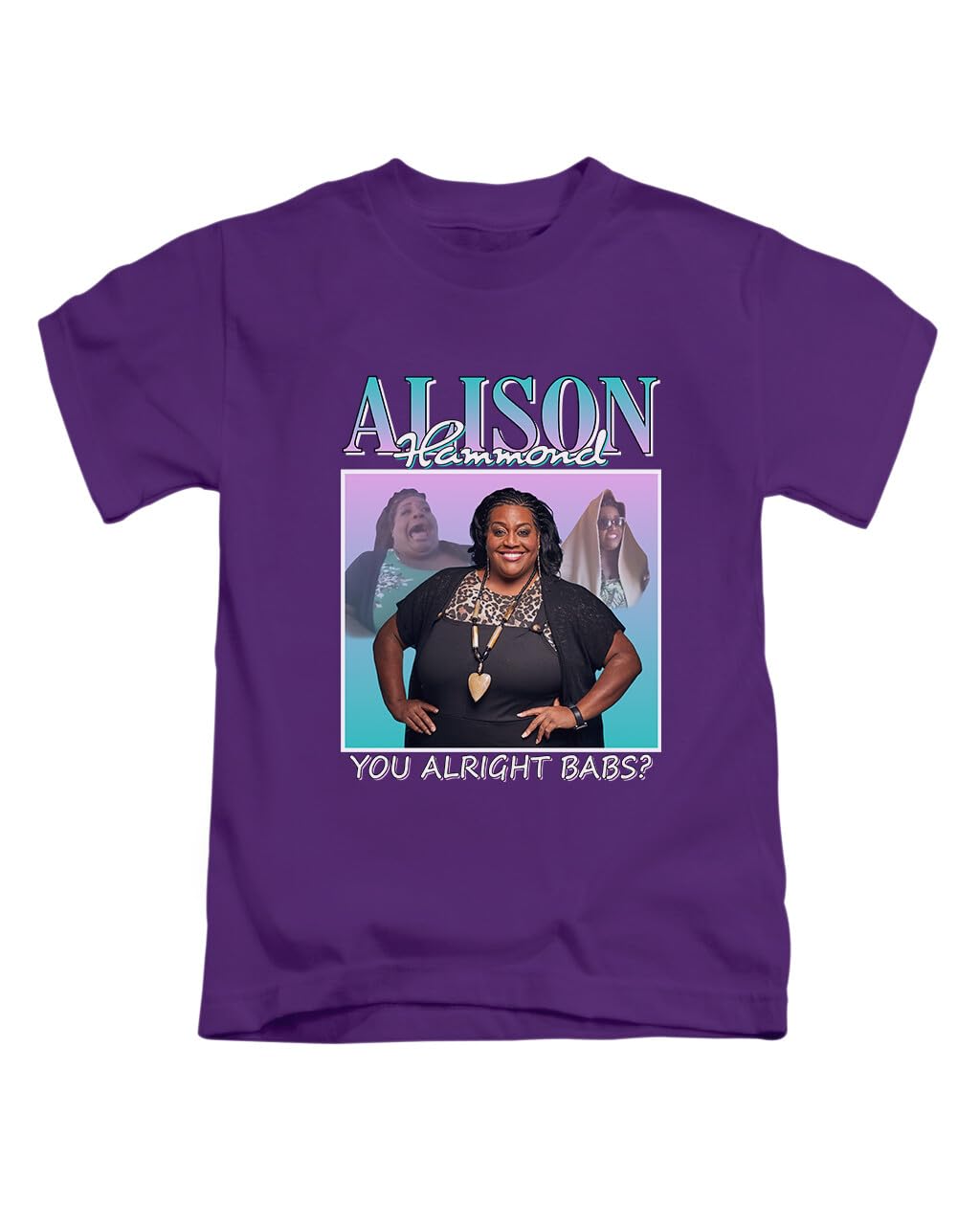 New Spirit Original Unisex Purple Alison Hammond, You Alright Babs? Meme Viral Trend Tee T-Shirt Funny T Shirt Top