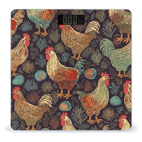 Báscula digital para baño con diseño de pollo y vidrio templado miniatura 1