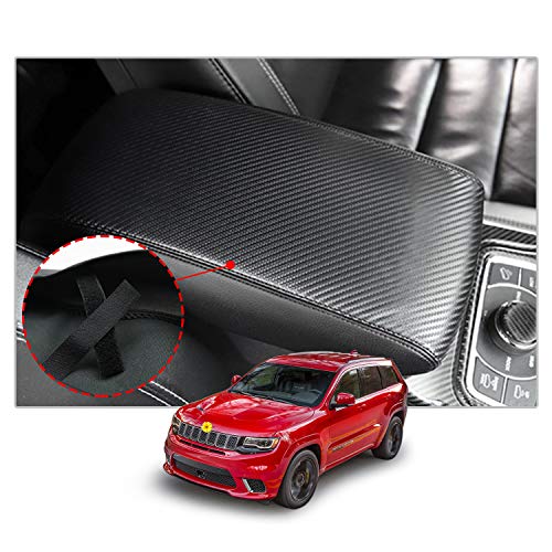 Image of CDEFG Center Console Cover for Grand Cherokee 2011-2019 2020 2021 Armrest Cover Console Lid Pads Supporter Carbon Fiber (Console Cover)