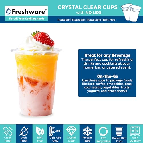 Save 33% on Freshware 16 oz Clear Disposable Plastic Cups, 100 Count