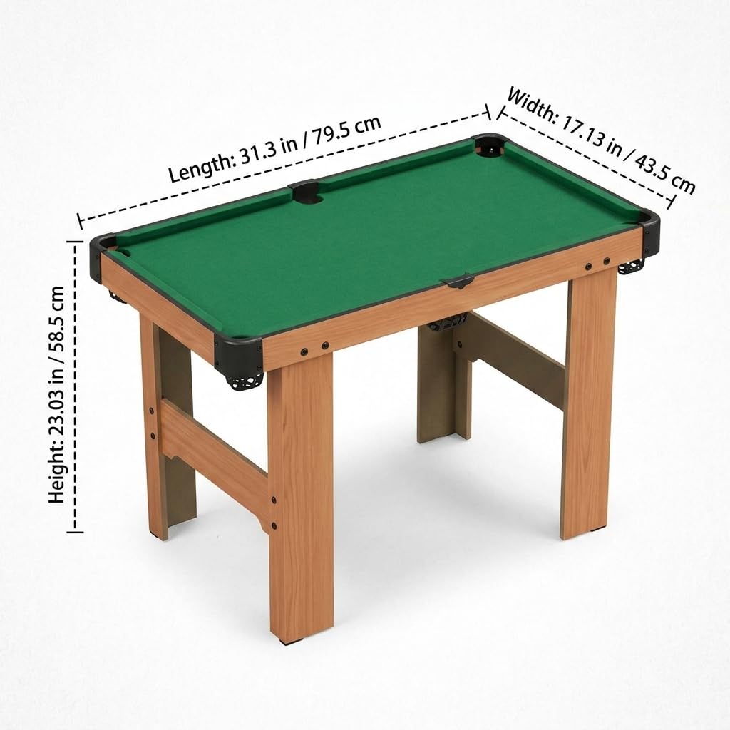 Mesa Billar Plegable, portátil, 90cm Altura, Madera Oscura, para Entretenimiento en casa