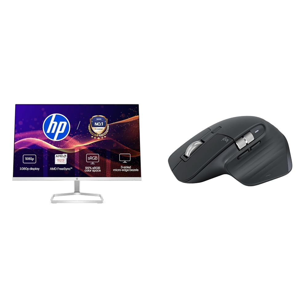 hp m22f 21.5-inches, 54.6 cm, fhd monitor eye safe certified full hd ips 3-sided micro-edge monitor, 75hz, amd free sync with 1xvga, 1xhdmi 1.4 ports, 300 nits + logitech mx master 3s