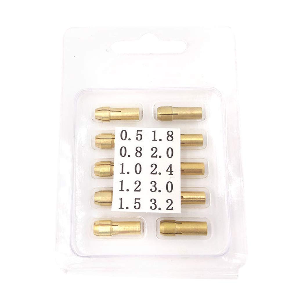 Cdrox 10PCS/Set Durable Brass Drill Chucks Collet Bits 0.5-3.2mm 4.8mm Shank Replacement for Dremel Rotary Tool