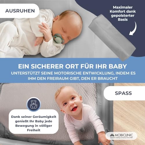 Mobiclinic®, Reisebett, Tragetasche, 2 in 1, Ultrakompakt faltbar, Herausnehmbare matratze, Mofli, Bis zu 15kg, Atmungsaktives gewebe, Seiteneingang mit reißverschluss, Baby laufstall (grau)
