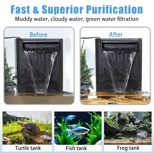 Image of 290GPH Turtle Tank Filter Aquarium Filter for 20-85 Gallon, Turtle Filter Low Water Level Available and Flow Adjustable, Turtle Water Filter for Shrimps Amphibians Turtle Tank Saltwater Freshwater
