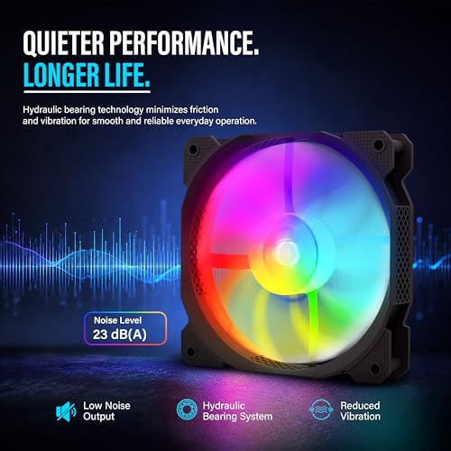 Image of Geonix Luma ARGB 120mm PC Cooling Fan | PWM | Hydraulic Bearing | Low Noise 23dB | High Airflow 35.97 CFM, Black
