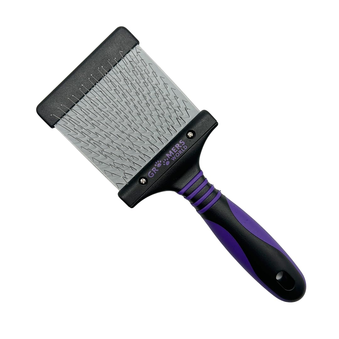 Groomers World - Firm Flexi Slicker Brush - Suitable for Poodle, Doodle, Bichon Dog Breeds - Large