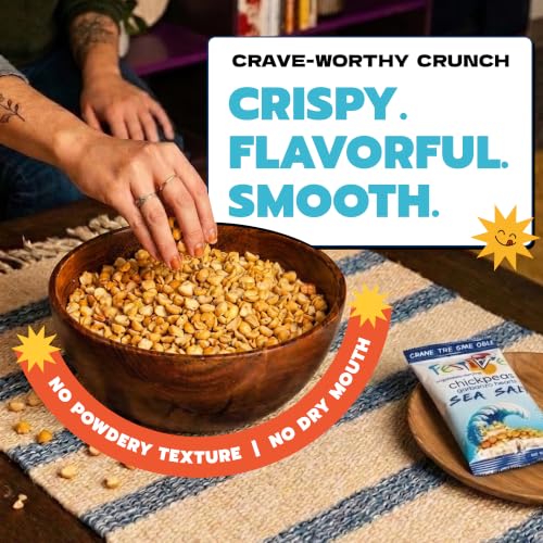 Image of Festive Chickpea Hearts - Crunchy Sea Salt Garbanzo Beans - Husk-Free Roasted Chickpea Snacks - Vegan Snacks with 5g Protein Per Serving Plant Based, Halal, Gluten Free, Dairy Free - 1oz 12 Pack