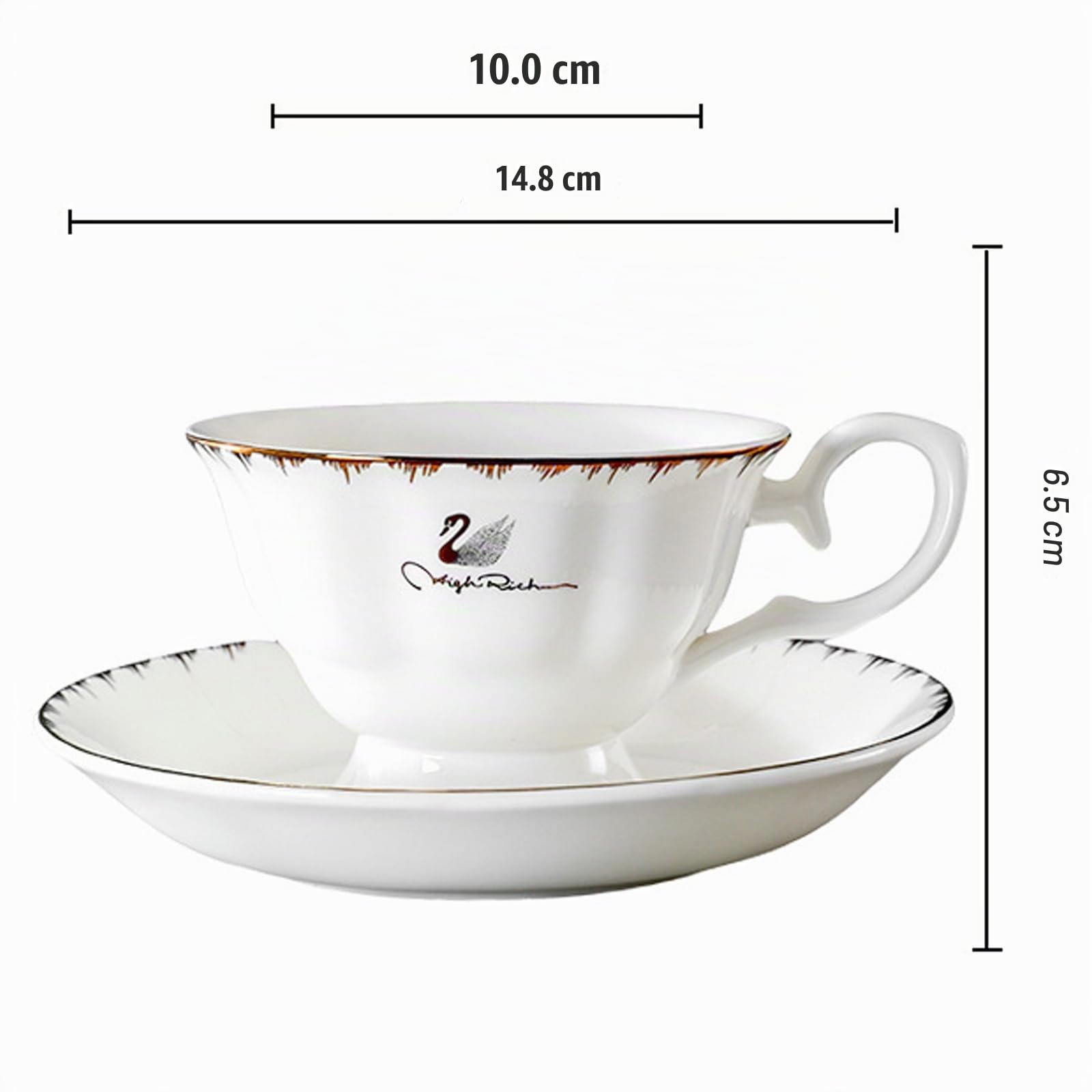 Gold Türkische Kaffeetassen, Mokkatassen-Set für 4 Personen, 4-teilig, Weißgold, 4 Espressotassen und 4 Untertassen