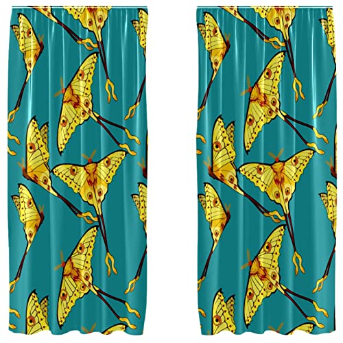 Rideaux décoratifs papillon bleu et jaune finitions soignées - 2