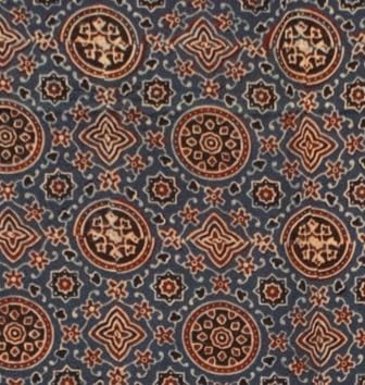 Image of Ethnics of Kutch Womenss Ajrakh Modal Silk Natural Dye Hand Block Print Saree with Blouse Piece - 5.5 Mtr Length