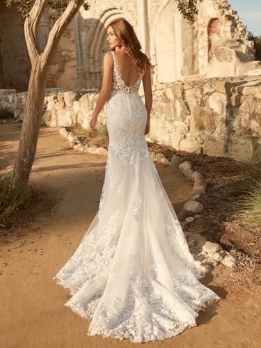 Beach Wedding Dresses for Bride 2025 Mermaid Lace Appliques Tulle Boho Bridal Gowns with Long Sleeve4