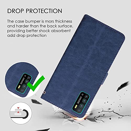 Image of Amazon Brand - Solimo Flip Leather Mobile Cover (Soft & Flexible Back case) for Infinix Hot 9 Pro (Blue)