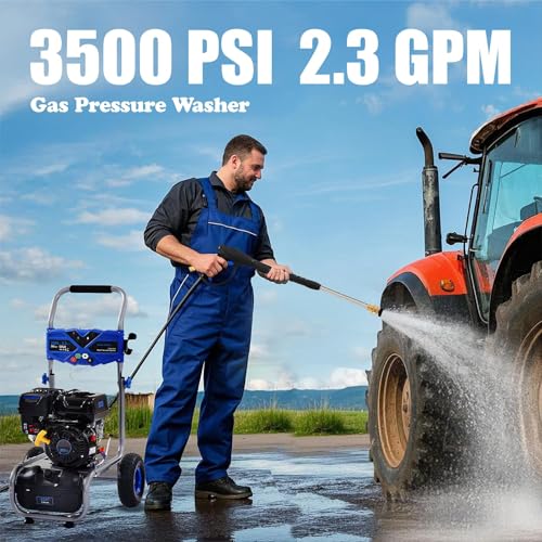 Gas Powered Pressure Washer 3500 PSI - 2.3 GPM Heavy Duty High Power Washer,209CC 7HP Engine with 25Ft Pressure Hose, Axial Aluminum Pump, Soap Tank, 4 Quick Connect Nozzle (Black) - Image 5