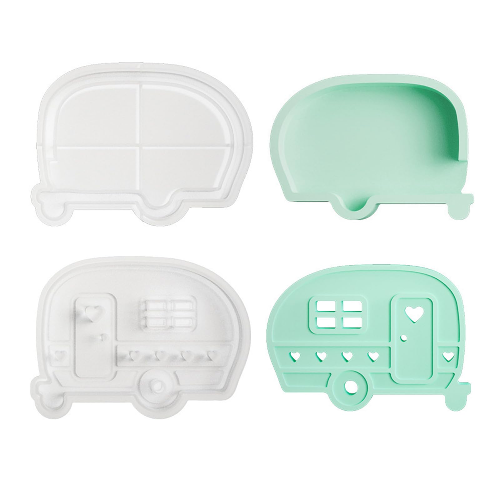 Jazuaiao 2Pcs Toy Bus Silicone Candlestick Molds Hollowed Bus Silicone Holder Molds for Tealight Holder Home Decoration Mold