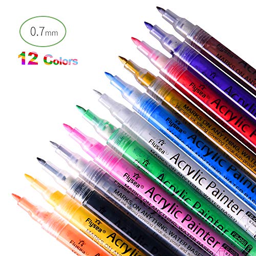 Acrylic Paint Marker,Sunvito 12 Colors Paint Art Markers Pens,0.7 mm Extra Fine Point