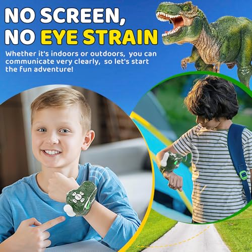 Image of Dinosaur Walkie Talkies for Kids 2 Pack, T-Rex Dino Wrist Walkie Talkies with Adjustable Strap, Outdoor Camping Gear Toys for Boys Girls Age 3-12, Birthday Christmas Stocking Stuffers Easter Gifts