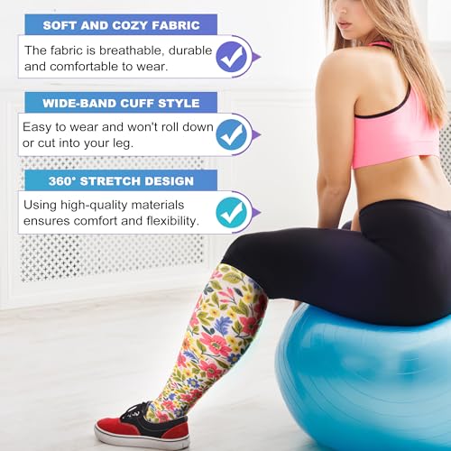 Image of LEVSOX Plus Size Compression Socks for Women Men Wide Calf Extra Large 15-20 mmHg Knee High Sock for Nurses Pregnant Travel