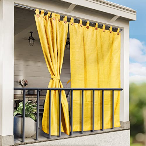 Image of HIPPO High Density Polyethylene 150 GSM Outdoor Loop Curtains Sun Blocking, UV Protection, Light-Filtering Balcony Curtain (Yellow, 3FTX9FT, 1PC)