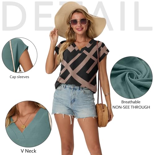 Lepunuo Womens Summer Tops Cap Sleeve Textured Dressy V Neck Shirts 2025 Work Office Blouses Business Casual Outfits2