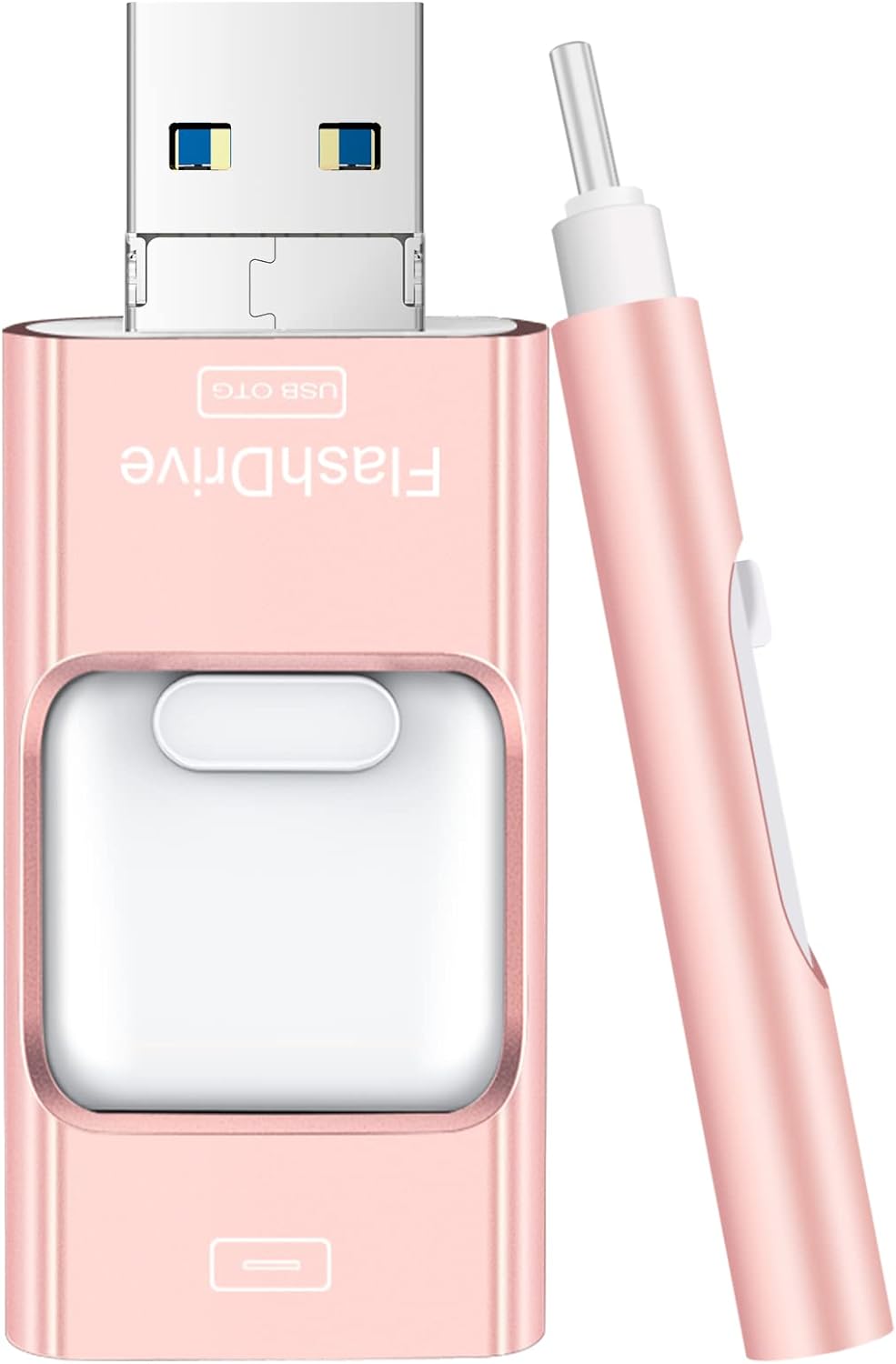 NOT TESTED Flash Drive for iPhone 256GB, 4 in 1 USB Type C Memory Stick, Photo Stick External Storage Thumb Drive for iPhone iPad Android Computer, Rose Pink