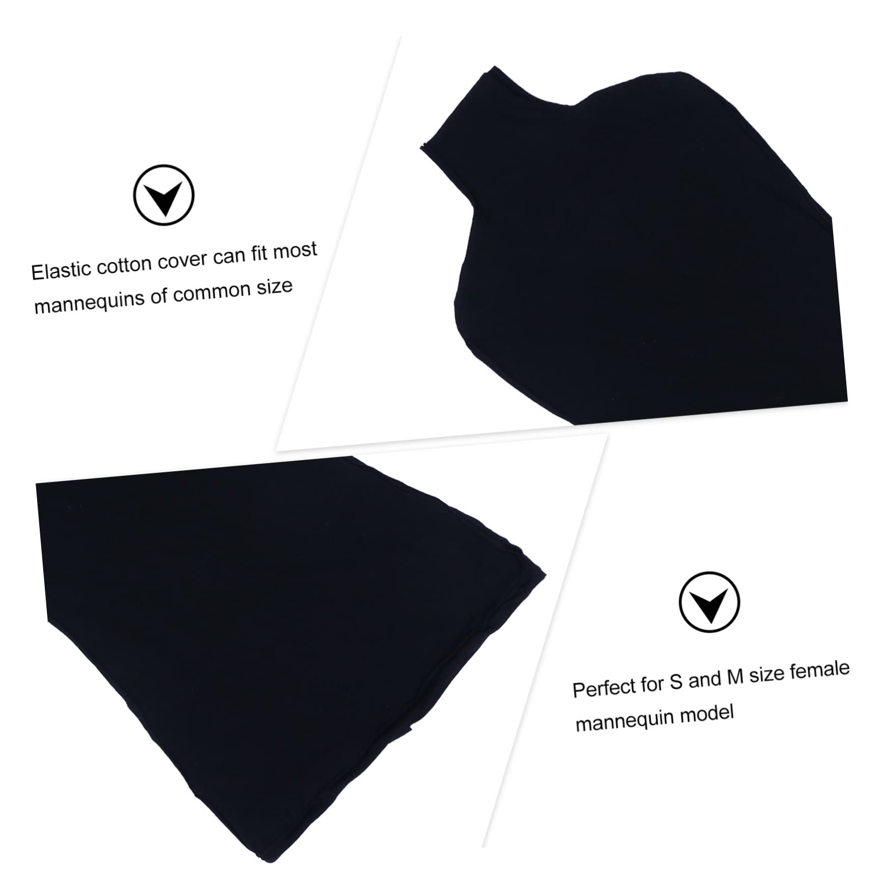 GARVALON 3 Pcs Mannequin Form Cover Cotton Fabric Mannequin Cover Stretch Design for Female Model Props Easy Care Black