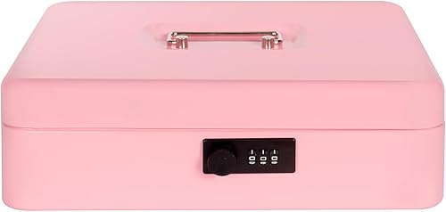 Miniatura 9 de Caja de efectivo con cerradura de combinación, caja de dinero de metal para caja registradora, caja de seguridad grande para dinero 11.8 x 9.4 x